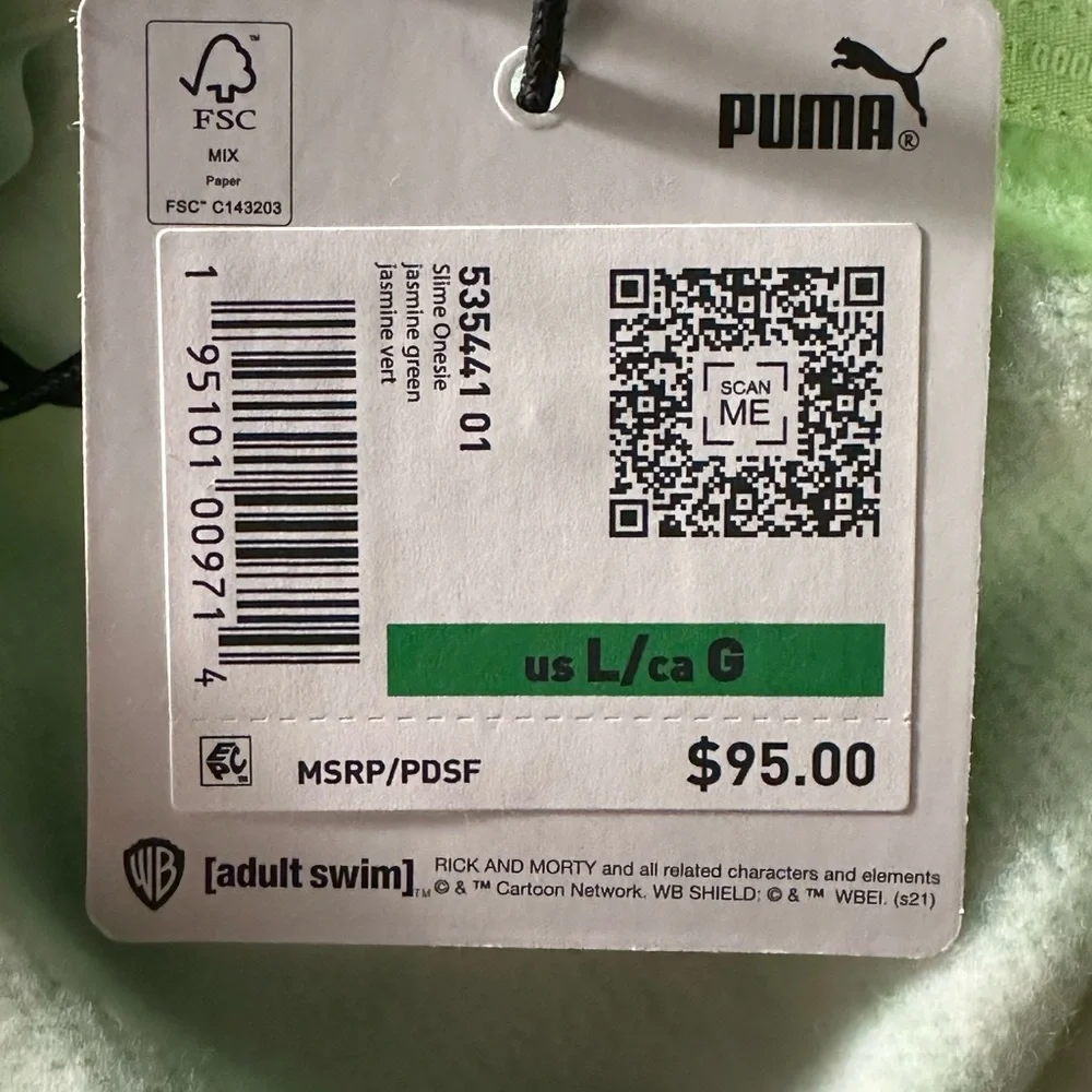 Men’s Puma Slime Onesie Green 535441-01 Size Large New - Picture 6 of 7